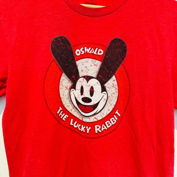 Oswald The Lucky Rabbit Red Cotton Shirt Disneyland Walt Disney World Sz Small - Picture 2 of 5